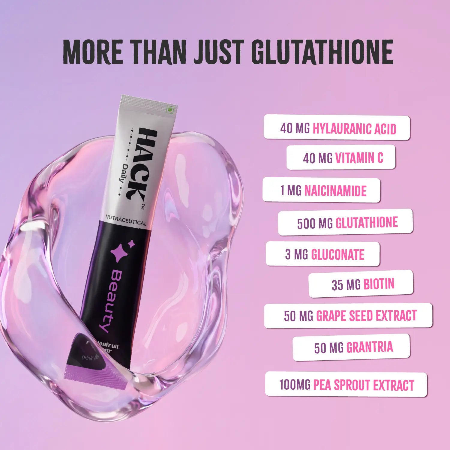 Hack Beauty drink with glutathione hyaluronic acid biotin vitamin C and niacinamide for skin glow hair strength and anti aging benefits
“glutathione drink benefits”
“hyaluronic acid supplement for skin”
“biotin supplement for hair growth India”
