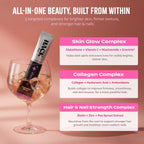 Hack Beauty drink with skin glow complex collagen and hair nail strength ingredients including glutathione biotin and hyaluronic acid
“collagen drink for skin”
“biotin supplement for hair growth”
“glutathione drink benefits”
