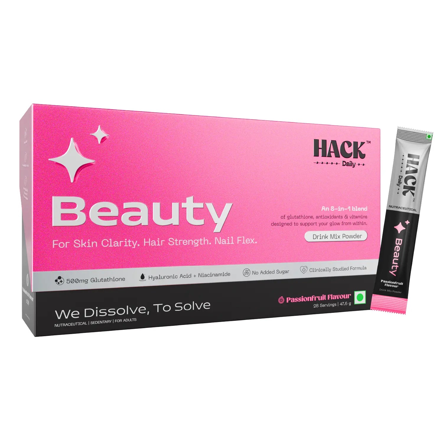 Hack Beauty drink mix with glutathione hyaluronic acid and niacinamide for skin glow hair strength and nail health
“glutathione drink for skin”
“beauty supplement drink India”
“drink for skin glow and hair health”