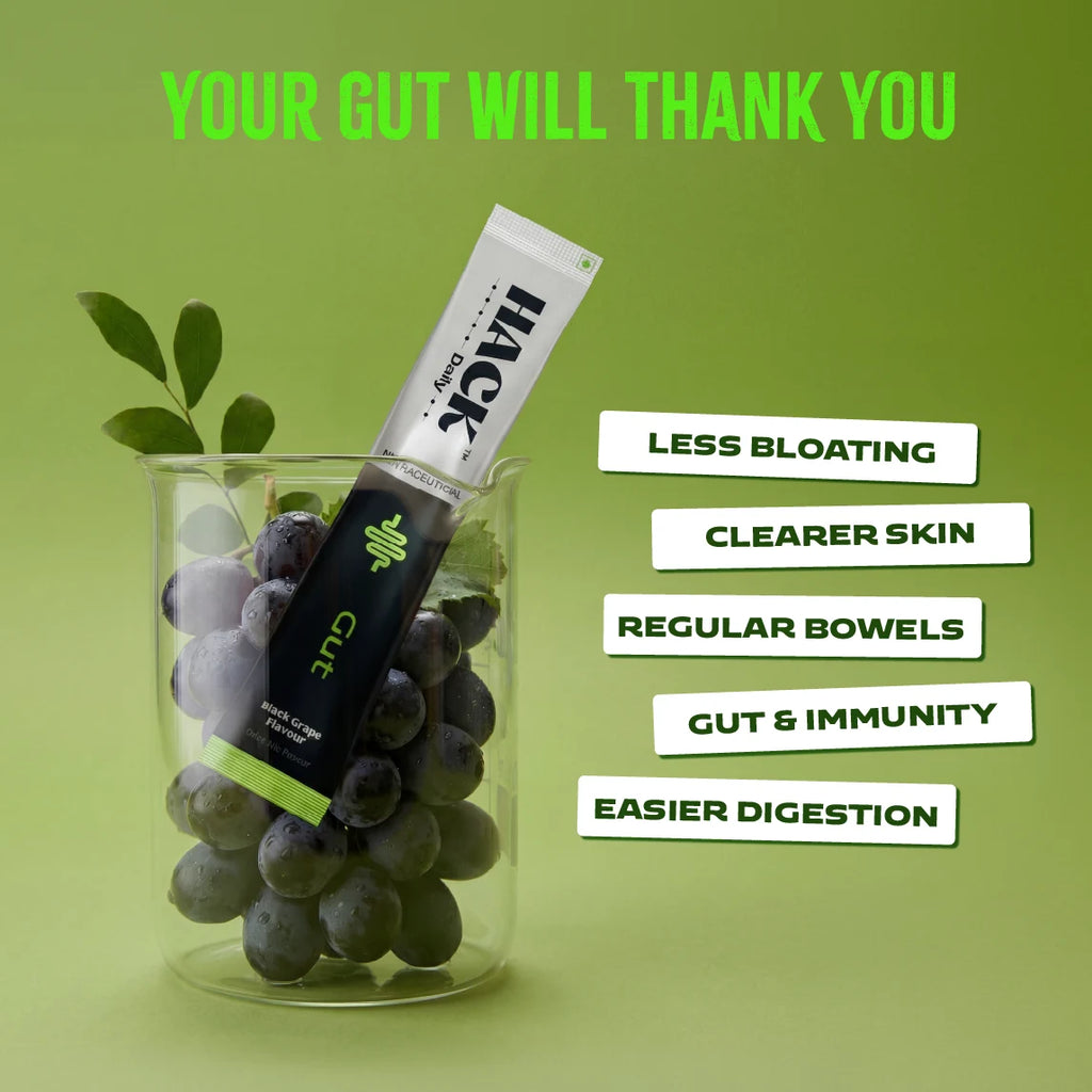 Hack Gut health drink benefits including reduced bloating better digestion regular bowel movement improved immunity and clearer skin
“how to reduce bloating naturally”
“supplement for better digestion”
“gut health drink benefits India”